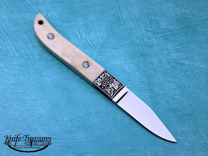 Custom Fixed Blade, N/A, ATS-34 Stainless Steel, Fossilized Walrus Knife made by Steve SR Johnson